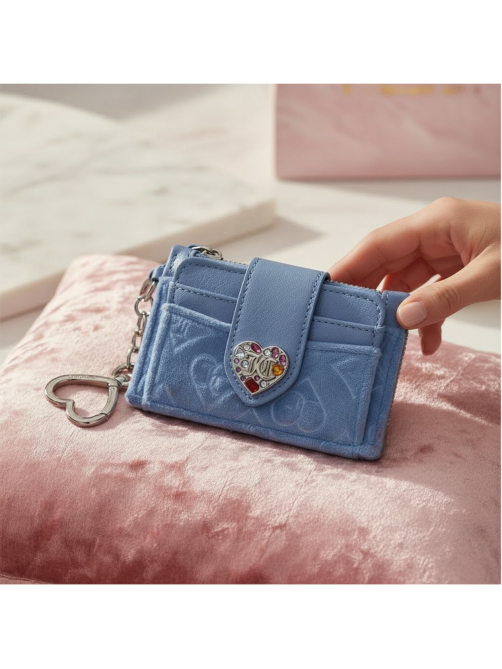 Women's Juicy Couture Blue Heart Embossed Wallet One Size